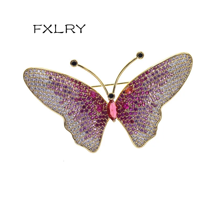 

FXLRY Elegant Butterfly Brooches Cubic Zircon For Women Colorful Zirconia Insect Brooch Pin Coat Suit Scarf Jewelry