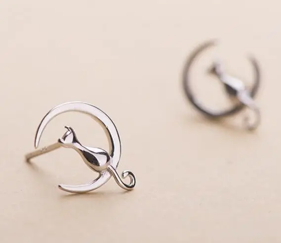 Silver Color Simple Cute Pet Cat Moon Jewelry Set - PeticaDeals