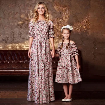 Parent-child Dress Retro Strapless Floral Print High Waist Bow Lace-up Mother Dress
Parent-child Dress Retro Strapless Floral Print High Waist Bow Lace-up Mother Dress