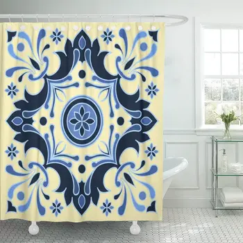Pattern in Blue and Yellow Colors Italian Majolica The Shower Curtain Waterproof Polyester Fabric 72 x 72 Inches Set with Hooks
Pattern in Blue and Yellow Colors Italian Majolica The Shower Curtain Waterproof Polyester Fabric 72 x 72 Inches Set with Hooks
