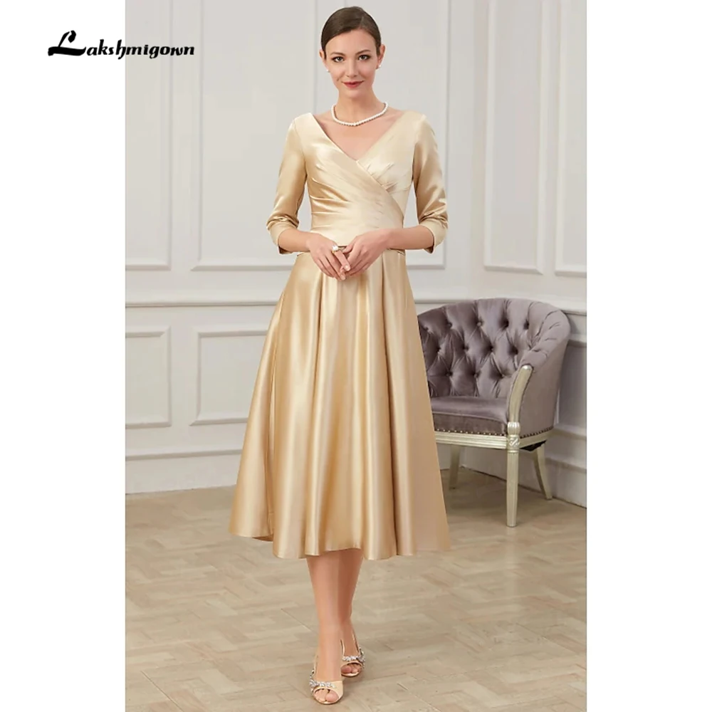 Elegant V Neck A-Line Mother of the Bride Dress Plus Size Tea Length Bridal Party Gown Customed Vestidos
Elegant V Neck A-Line Mother of the Bride Dress Plus Size Tea Length Bridal Party Gown Customed Vestidos