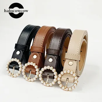 Pearl Belt Leather Waist Belts for Women Fashion Ladies Ceinture Femme Waistband Students Jeans Dresses Cinto Pearl Round Buckle
Pearl Belt Leather Waist Belts for Women Fashion Ladies Ceinture Femme Waistband Students Jeans Dresses Cinto Pearl Round Buckle