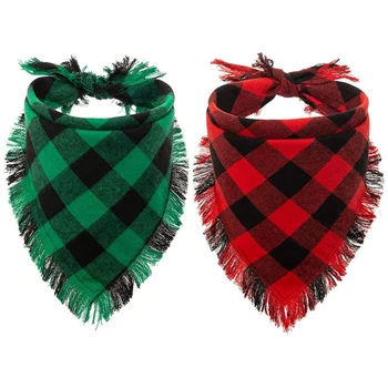 

Dog Bandana 2 Pack - Classic Triple-cornered Scarf Tassels Style Holiday for Dogs Cats Puppy