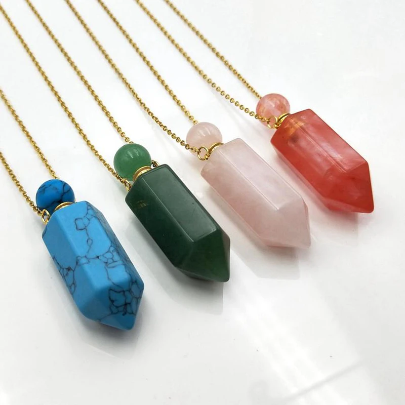 Hexagon prism Bottle Pendant Necklace Natural Gems stone Gold Chakra Crystal Quartz Perfume Bottle Pendant Long Necklace Jewelry
Hexagon prism Bottle Pendant Necklace Natural Gems stone Gold Chakra Crystal Quartz Perfume Bottle Pendant Long Necklace Jewelry