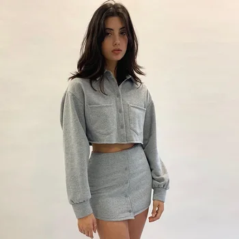 Cotton Single Breasted Two Piece Set Top and Skirt Pockets Turn-down Collar Coat Button Fly Above Knee Mini Skirt Sweet Youth
Cotton Single Breasted Two Piece Set Top and Skirt Pockets Turn-down Collar Coat Button Fly Above Knee Mini Skirt Sweet Youth