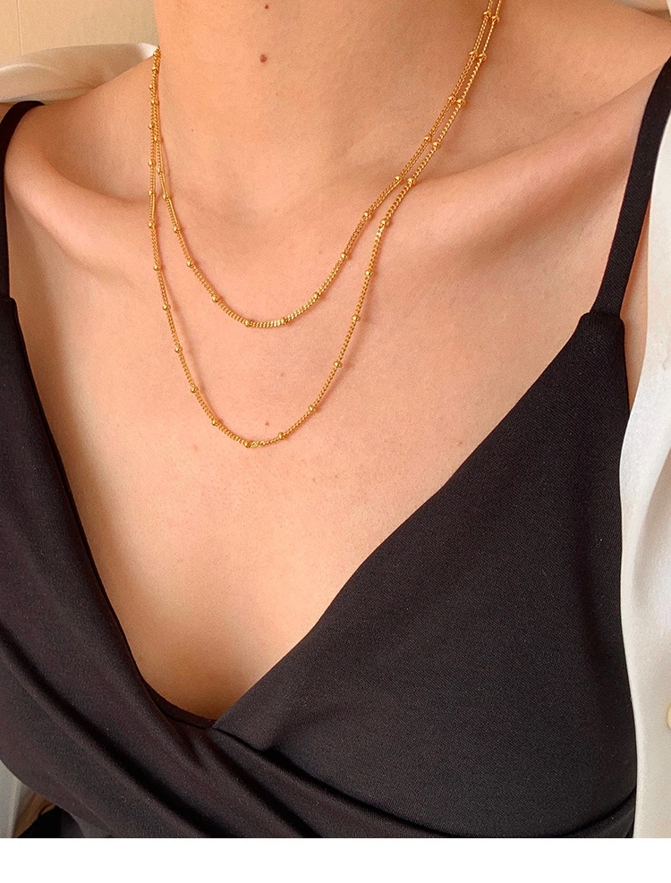 Brass With 18K Gold Layered Beaded Chain Choker Necklace Women Fine Jewelry Designer T Show Runway Gown Jewelry Rare Japan INS
Brass With 18K Gold Layered Beaded Chain Choker Necklace Women Fine Jewelry Designer T Show Runway Gown Jewelry Rare Japan INS