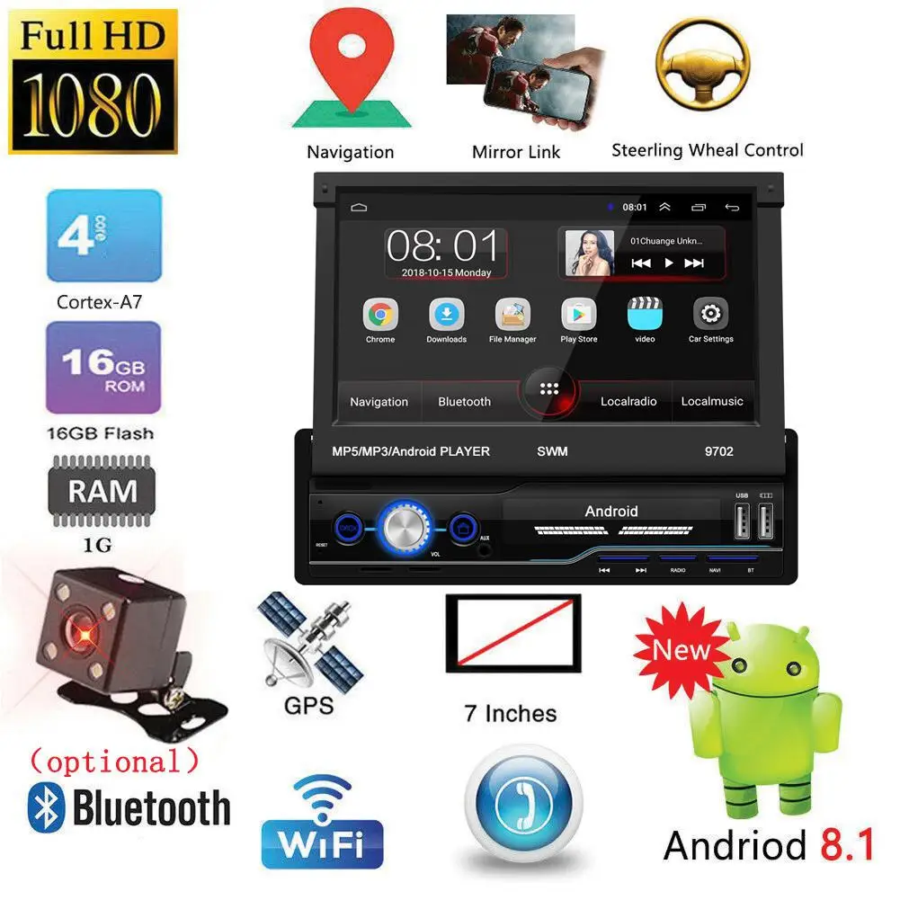 7 Inch Android 8.1 Telescopic Vehicle Navigation Mp5/mp3 Insert Card Player Gps Navigation Bluetooth Reverse Car Compass
7 Inch Android 8.1 Telescopic Vehicle Navigation Mp5/mp3 Insert Card Player Gps Navigation Bluetooth Reverse Car Compass