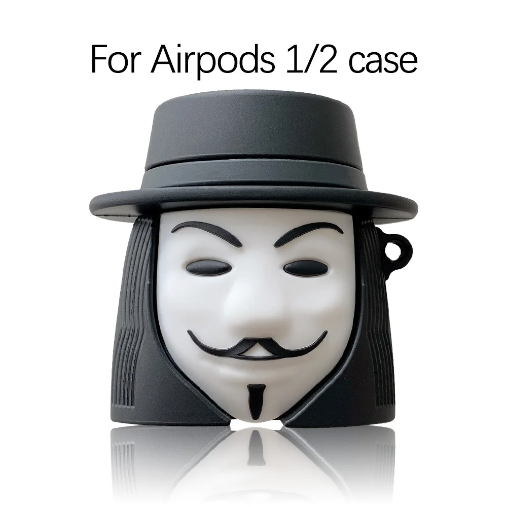 3D Cartoon Funny V For Vendetta Earphone Case For Airpods Cover Silicone Protective Case Accessories For Apple Airpods 1/2 Case
3D Cartoon Funny V For Vendetta Earphone Case For Airpods Cover Silicone Protective Case Accessories For Apple Airpods 1/2 Case