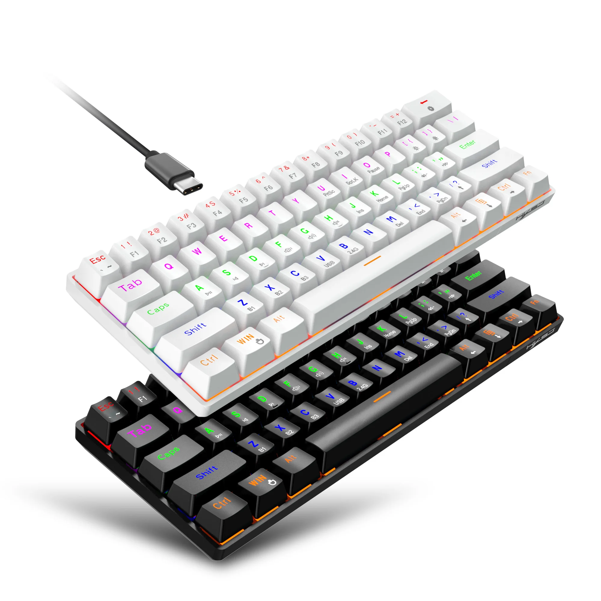 

Клавиатура Механическая Проводная с RGB-подсветкой, 61 клавиша, 3 режима, Bluetooth 5,0, 2,4 ГГц