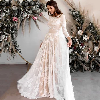 Eightree 2020 Long Sleeves O neck Wedding Dresses A-Line Lace Bride Dress Princess robe de mariee Deep V Beck Bridal Gown Boho
Eightree 2020 Long Sleeves O neck Wedding Dresses A-Line Lace Bride Dress Princess robe de mariee Deep V Beck Bridal Gown Boho