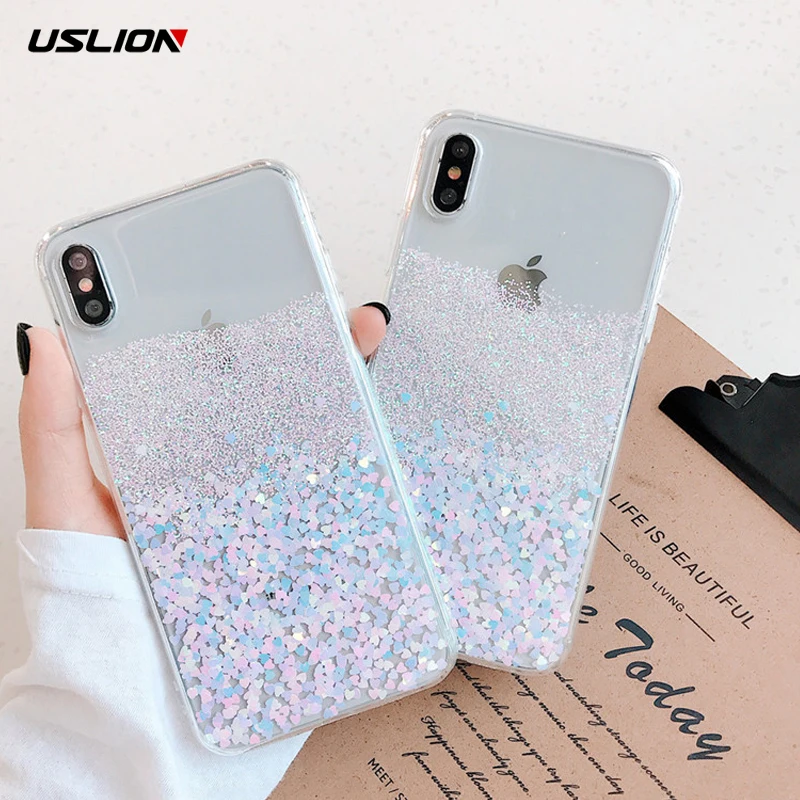 USLION Glitter Love Heart Phone Cover For iPhone X XR XS MAX 7 8 7Plus Transparent Shiny Phone Case Soft Back Cover Epoxy Cover
USLION Glitter Love Heart Phone Cover For iPhone X XR XS MAX 7 8 7Plus Transparent Shiny Phone Case Soft Back Cover Epoxy Cover