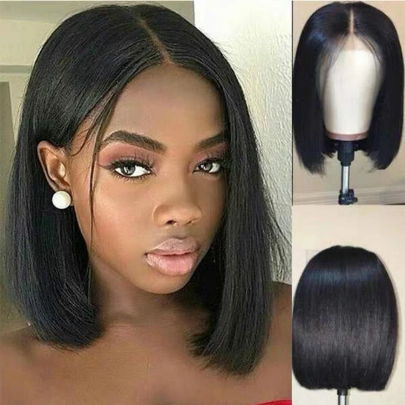 Short Black BOB Wig For Women Synthetic Lace Front Wig Black Straight Synthetic Hair Middle Part Heat Resistant Soft Lace Wigs Short Black BOB Wig For Women Synthetic Lace Front Wig Black Straight Synthetic Hair Middle Part Heat Resistant Soft Lace Wigs
