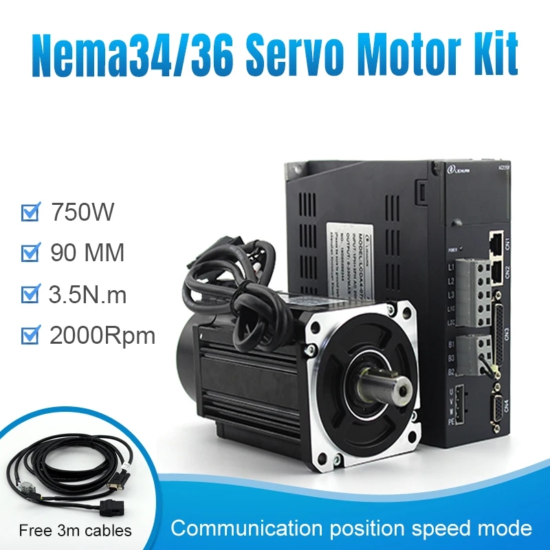 220V AC servo motor and drive for 90mm frame 750W 3.5n.m 90ST-03520 with servo drive and cable kit
220V AC servo motor and drive for 90mm frame 750W 3.5n.m 90ST-03520 with servo drive and cable kit