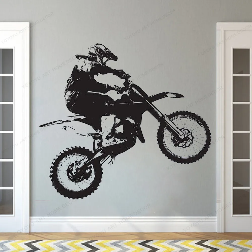 Motorcross Free style Виниловая наклейка для спальни Спортивная Настенная Наклейка