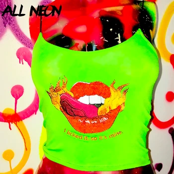 ALLNeon Fashion Spaghetti Strap Fire Lip and Letter Embroidery Crop Tops E-girl Backless U Neck Sleeveless Ladied Green Camis
ALLNeon Fashion Spaghetti Strap Fire Lip and Letter Embroidery Crop Tops E-girl Backless U Neck Sleeveless Ladied Green Camis