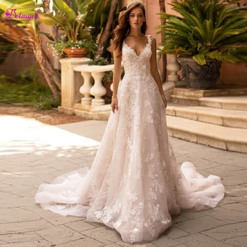 Detmgel New Arrival Sexy V-Neck Backless A-Line Wedding Dresses 2020 Luxury Appliques Sweep Train Bridal Gown Vestido de Noiva 
Detmgel New Arrival Sexy V-Neck Backless A-Line Wedding Dresses 2020 Luxury Appliques Sweep Train Bridal Gown Vestido de Noiva