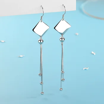 

Keeper 925 Sterling Silver Drop Hoop Earrings Female Long Tassel Earrings Fashion Ear Hooks Wedding Jewelry Bridesmaid Gift