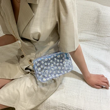 Fashion Shoulder Bags Female Daisy Flower PVC Ladies Chain Shoulder Messenger Bag Transparent Small Handbag Purses
Fashion Shoulder Bags Female Daisy Flower PVC Ladies Chain Shoulder Messenger Bag Transparent Small Handbag Purses