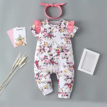 Toddler Baby Girls mono verano Short Sleeve o neck roupa menina Ruffle Floral Print body suits One Piece Romper + Headband set
Toddler Baby Girls mono verano Short Sleeve o neck roupa menina Ruffle Floral Print body suits One Piece Romper + Headband set