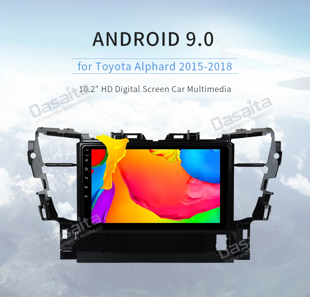Discount Dasaita 10.2" Touch Screen Car Stereo Android 9.0 Navigation for Toyota Alphard 2015 2016 2017 2018 Radio GPS Bluetooth 4G RAM 7