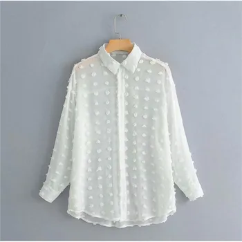 Chiffon Polka Dot Women's Soft Shirt Deep V-neck Turn-down Collar Long Sleeve Lady Blouses 2020 Summer Casual Loose Tops Female
Chiffon Polka Dot Women's Soft Shirt Deep V-neck Turn-down Collar Long Sleeve Lady Blouses 2020 Summer Casual Loose Tops Female
