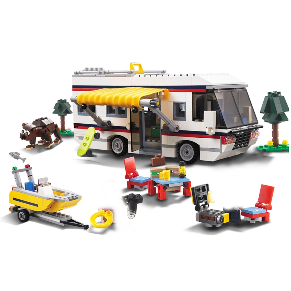 3117 Vacation Getaways Camper Summer home Architect 3 in 1 Building Block Set 2 Mini Dolls Kids model Toys 31052 | Игрушки и хобби
