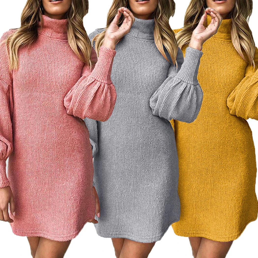 Fashion 2019 Autumn Winter Knitted Solid Dresses Women Long Lantern Sleeve Fleece Turtleneck Dress Party Club Dress Vestidos
Fashion 2019 Autumn Winter Knitted Solid Dresses Women Long Lantern Sleeve Fleece Turtleneck Dress Party Club Dress Vestidos