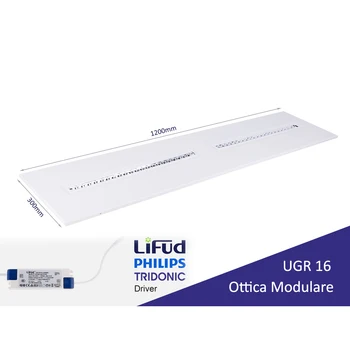 LEDLUX FP30120C Led panel with optical modular UGR 16 warm white 2700K 30W 30 X120cm 150LM/W office public authorities
LEDLUX FP30120C Led panel with optical modular UGR 16 warm white 2700K 30W 30 X120cm 150LM/W office public authorities