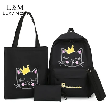 4pcs/Set Cute Cat Canvas School Backpack Students Large Schoolbag Teenage Girls Travel Backpacks Children Kids Rucksack XA906H
4pcs/Set Cute Cat Canvas School Backpack Students Large Schoolbag Teenage Girls Travel Backpacks Children Kids Rucksack XA906H