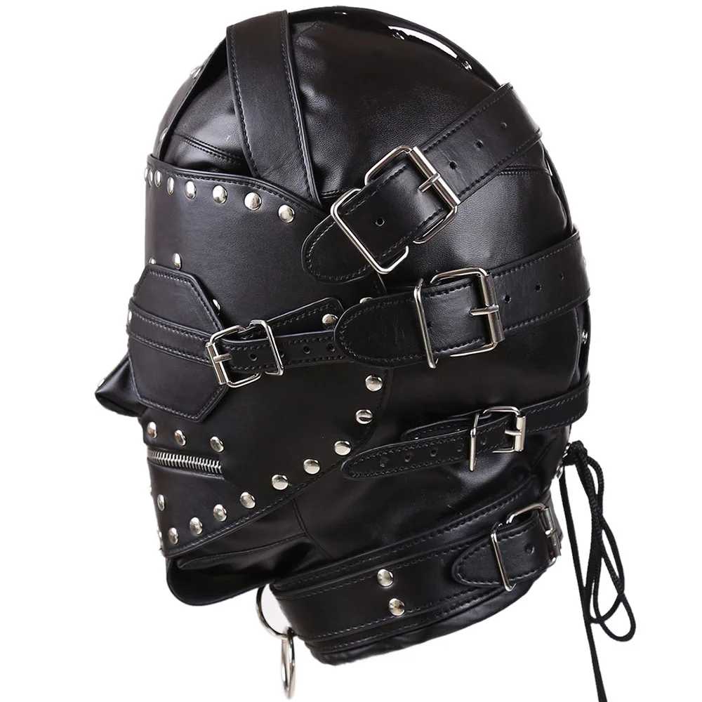 Маска BDSM Арсенал с декором двухсторонняя, коричневая 58004ars - BDSM Арсенал - Маски закрытые, а также открытые с шорами - Купить