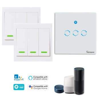 SONOFF T1 3 Gang Smart WiFi Wall Light Switch UK 433MHz RF/APP/Touch Control Timer For Google Home/Amazon Home Automation
SONOFF T1 3 Gang Smart WiFi Wall Light Switch UK 433MHz RF/APP/Touch Control Timer For Google Home/Amazon Home Automation