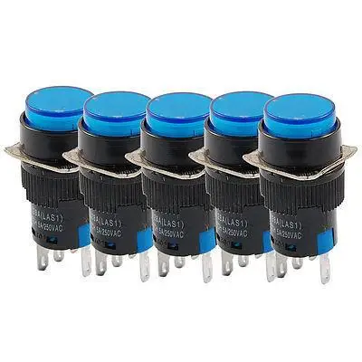 5 x DC 12V Blue Light 5P Momentary Panel Mount Round Push Button Switch
5 x DC 12V Blue Light 5P Momentary Panel Mount Round Push Button Switch