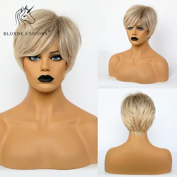 BLONDE UNICORN Synthetic 6 Inch Short Straight Wig Pixie Cut Hair Wig with Bangs Heat Resistant Fake Wig for Black Women
BLONDE UNICORN Synthetic 6 Inch Short Straight Wig Pixie Cut Hair Wig with Bangs Heat Resistant Fake Wig for Black Women
