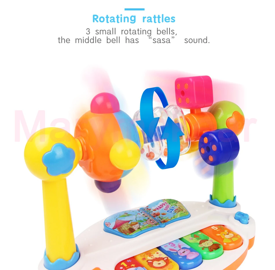 Baby Multi-functional Rattles Cute Educational Toys with Music Light Toddler Developmental Musical Toy Newborn Birthday Gifts