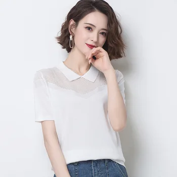 Fashion casual short-sleeved women's lapel solid color sweater bottoming shirt
Fashion casual short-sleeved women's lapel solid color sweater bottoming shirt
