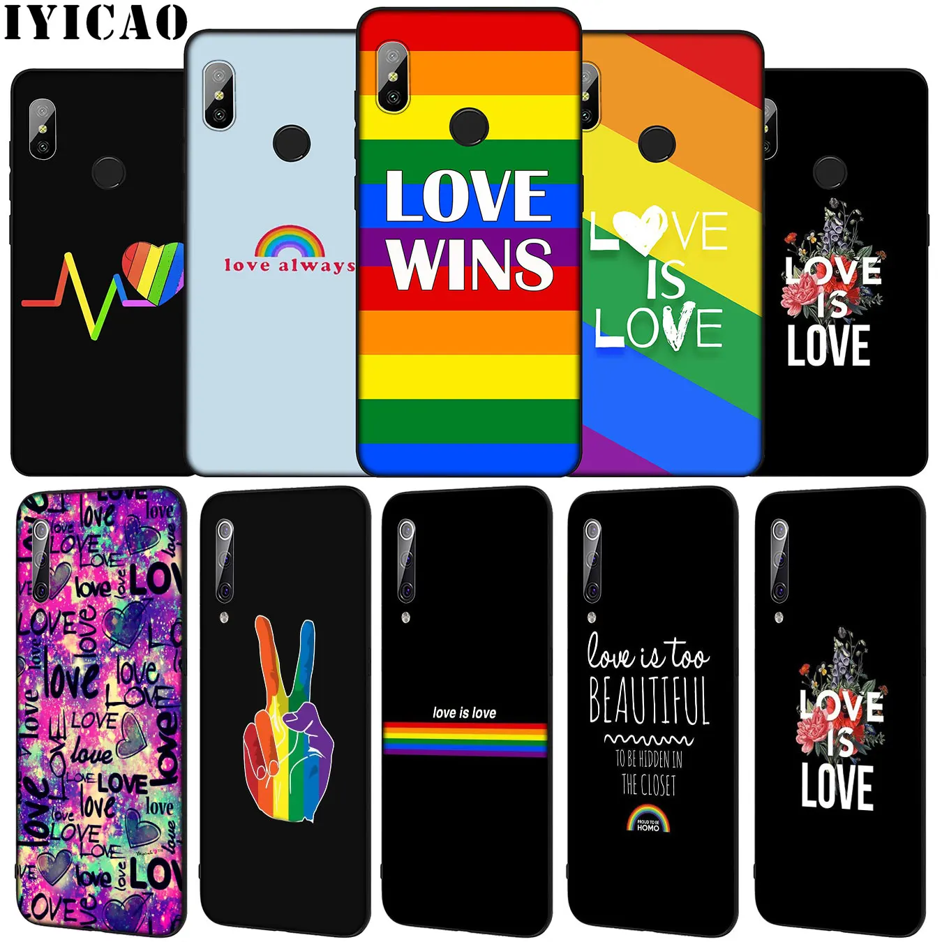 Фото Радужный мягкий чехол с сердцем Love Is ЛГБТ для Xiaomi Mi 10 9 9T A3 Pro 8 SE A2 Lite A1 CC9 CC9E 6 pocophone f1