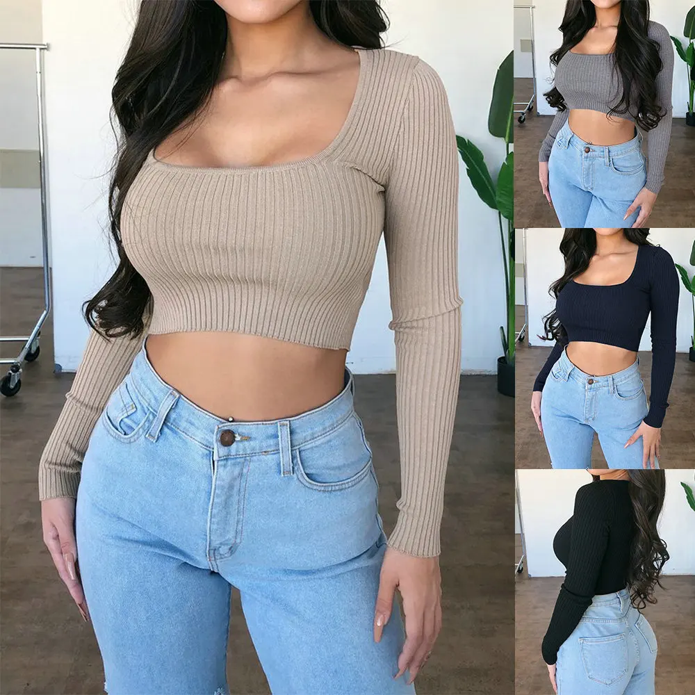 Square Collar Sweaters Long Sleeve Autumn Winter Solid Color Female Fashion Jumper Basic Soft Knitted Crop Tops
Square Collar Sweaters Long Sleeve Autumn Winter Solid Color Female Fashion Jumper Basic Soft Knitted Crop Tops
