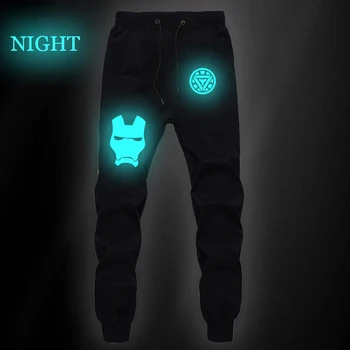 

Iron Man Tony Stark Luminous Sports Sweat Breathable Pants Casual Students Men Women Straight Pants Jogger Fitness Long Pants