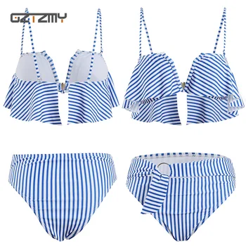 Striped Bikini 2020 New Swimsuit Underwire V-neck Sexy Bikini Ruffled Swimwear Women High Waist Summer Beach Bathing Suit Women
Striped Bikini 2020 New Swimsuit Underwire V-neck Sexy Bikini Ruffled Swimwear Women High Waist Summer Beach Bathing Suit Women