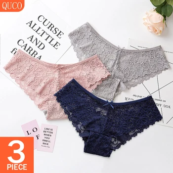 QUCO Brand 3 Pcs/lot Women's Panties For Women Underwear Sexy Breathable Lace Female Briefs Sexy Ladies Underpants
QUCO Brand 3 Pcs/lot Women's Panties For Women Underwear Sexy Breathable Lace Female Briefs Sexy Ladies Underpants