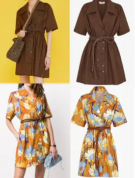 103892 New Trendy Brand Design Turn Down Collar Double Breasted Short Sleeve Elastic Waist Belt Slim Fashion Women Dress F2
103892 New Trendy Brand Design Turn Down Collar Double Breasted Short Sleeve Elastic Waist Belt Slim Fashion Women Dress F2