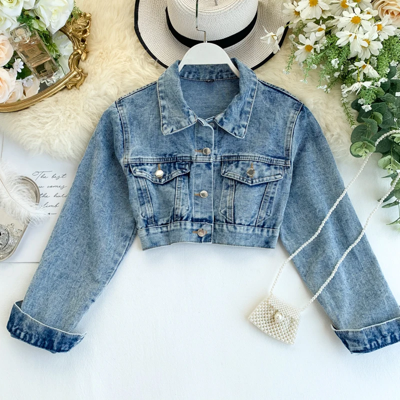 Handsome Jeans Jacket Women 2019 New Ins Leisure Long-sleeved Jacket Short Denim Crop Tops Coat J668
Handsome Jeans Jacket Women 2019 New Ins Leisure Long-sleeved Jacket Short Denim Crop Tops Coat J668