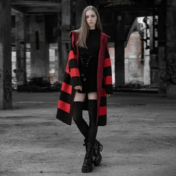 PUNK RAVE Women's Wizard's Hat, Long Striped Sweater Jacket Dark Fashion Comfortable Wool Cardigan Sweater Coat
PUNK RAVE Women's Wizard's Hat, Long Striped Sweater Jacket Dark Fashion Comfortable Wool Cardigan Sweater Coat