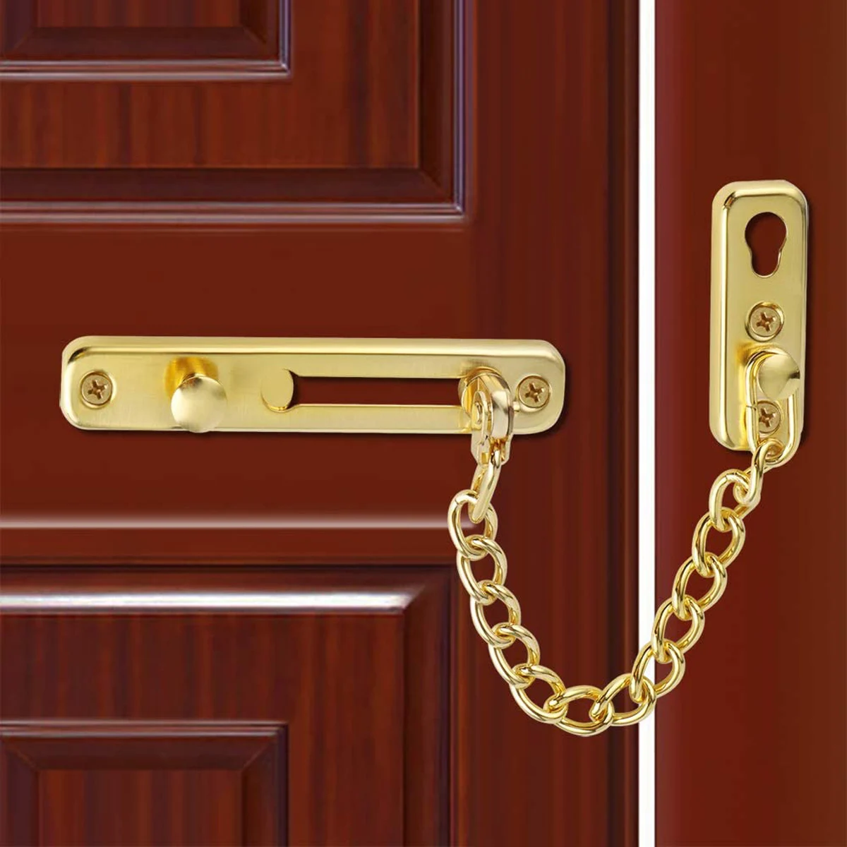 Chain Door Guard with Spring Anti-theft Press Lock, Stainless Steel Security Door Chain Lock
Chain Door Guard with Spring Anti-theft Press Lock, Stainless Steel Security Door Chain Lock