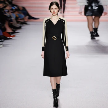 Gedivoen Autumn Elegant Midi Dress Women V Neck Belt A-Line Dress Fashion Designer Streetwear Ladies Dresses Vestidos 2020 
Gedivoen Autumn Elegant Midi Dress Women V Neck Belt A-Line Dress Fashion Designer Streetwear Ladies Dresses Vestidos 2020