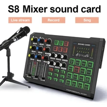 S8 Bluetooth Live Stream Sound Card 18 Sound Headset USB Microphone Streamer Broadcast Audio Card for Computer PC Mobile Phone
S8 Bluetooth Live Stream Sound Card 18 Sound Headset USB Microphone Streamer Broadcast Audio Card for Computer PC Mobile Phone