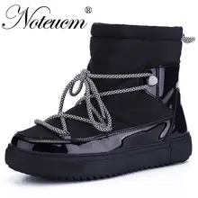 Bota de nieve tobillera corta cálida blanca de Invierno para mujer con piel falsa cuña impermeable acolchado zapato mujer 2019 chica plataforma botte espacio(China)