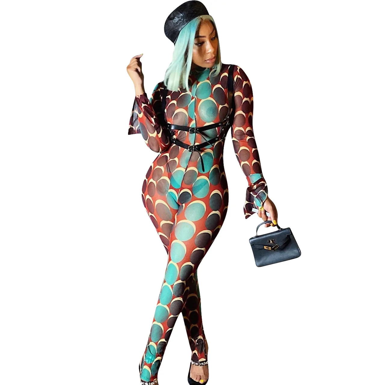 Jumpsuit for Women Sexy Dot Pattern Print Mesh See-Through Ruffle Sleeve 2020 Autumn Fashion Street Style Rompers Bodysuits
Jumpsuit for Women Sexy Dot Pattern Print Mesh See-Through Ruffle Sleeve 2020 Autumn Fashion Street Style Rompers Bodysuits