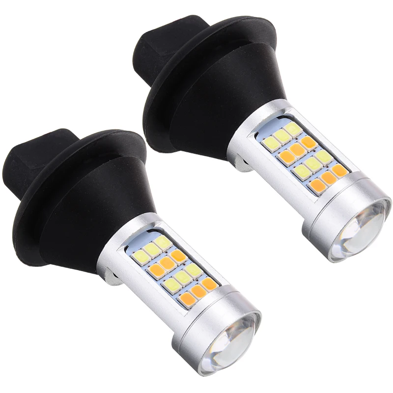 2pcs 1156 High Power Dual Color Switchback LED Bulb P21W S25 BA15S 2835 42LED Daytime Running Turn Signal Lamp with Decoders
