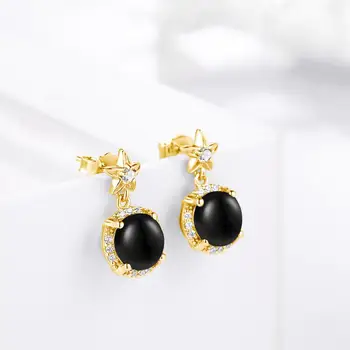 14K Gold Jewelry For Women 100% Sterling Silver 925 Earrings Flower Inlaid Zircon Black Onyx Gemstone Fashion Jewelry Party Gift
14K Gold Jewelry For Women 100% Sterling Silver 925 Earrings Flower Inlaid Zircon Black Onyx Gemstone Fashion Jewelry Party Gift